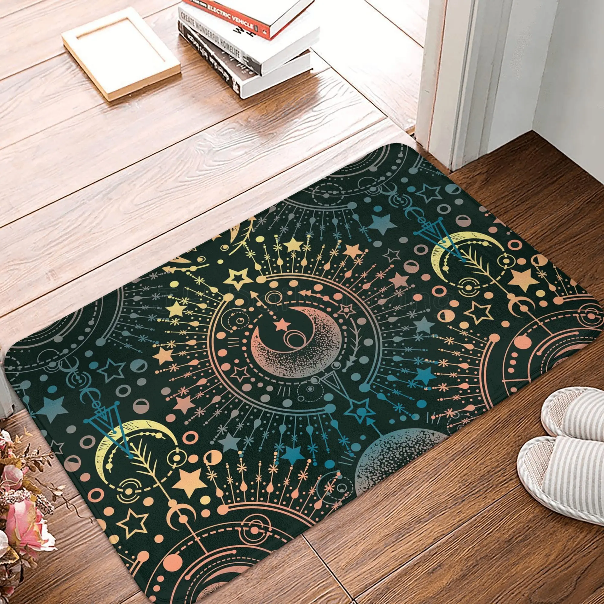 Moon Star Alchemy Magical Floor Mat Home Office Indoor Welcome Doormat Anti-Slip Kitchen Bathroom Entrance Mat Rug Carpet