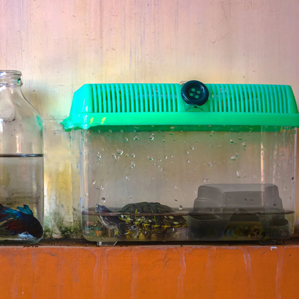 

Plastic Turtle Basking Platform Reptile Hide Cave Feeding Bowl Turtle Resting Stand Aquarium Tank Decoration Reptile Hide Cave