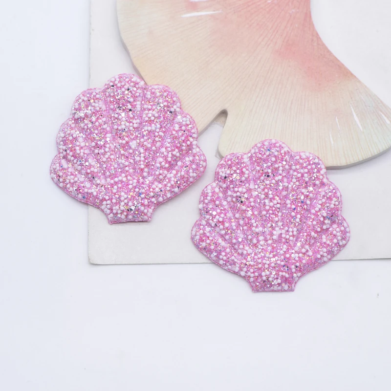 12Pcs Kawaii Glitter Shell Applique for DIY Clothes Hat Shoes Decor Patches Handmade Headwear Hair Clips Bow Accessories
