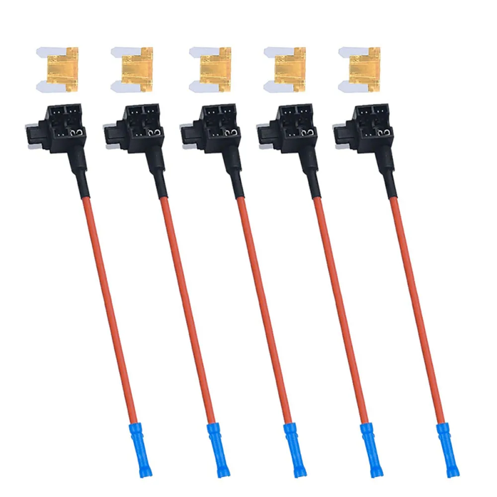 Blade Fuse Tap-Low Profile Fuse Taps, Add-a-Circuit Fuse Adapter, 12V Tap Fuse Holder with 5 Amp Low Profile Mini Fuse