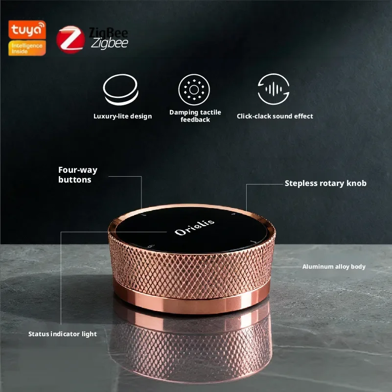 Tuya Zigbee Scenario Smart Knob Switch Control Scene Wireless Remote Dimming Light Brightness Color Temperature and Curtains