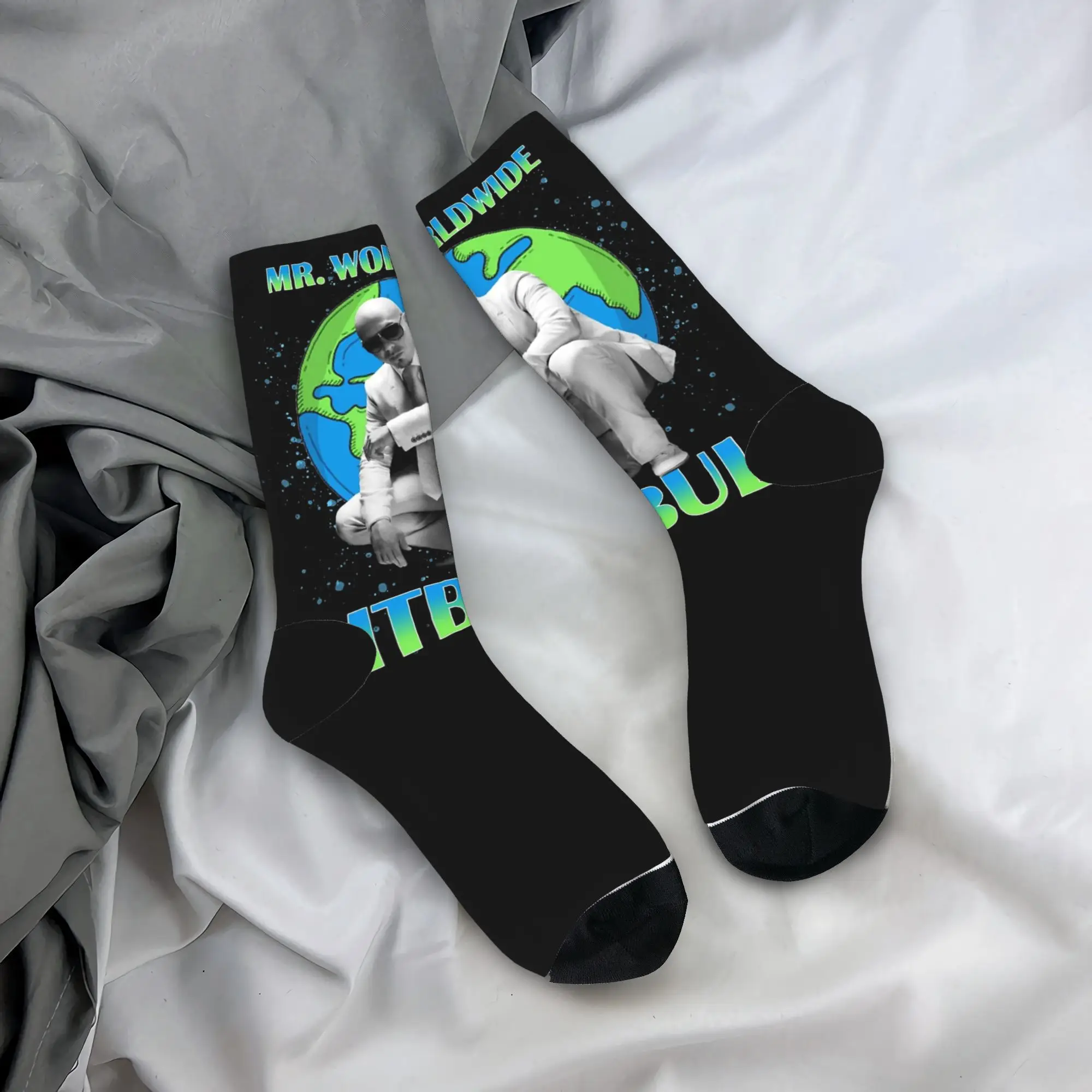 

Fashion Pitbull Mr.Worldwide Basketball Socks Polyester Long Socks for Unisex Breathable