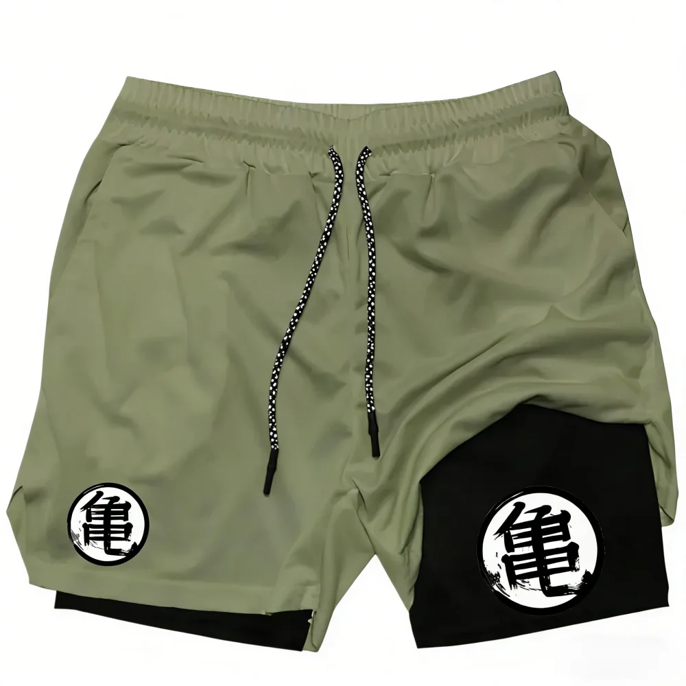 

New men's running shorts, fitness boxing training double-layer 2-in-1 sports shorts, quick drying breathable running shorts