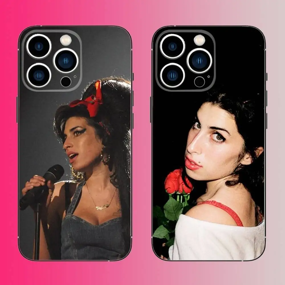 

Singer Amy Winehouse Phone Case For iPhone 16,15,14,13,12,11,Pro,Max,Plus,Mini,X,XS,XR,8,7,6,S,SE Soft Black Case