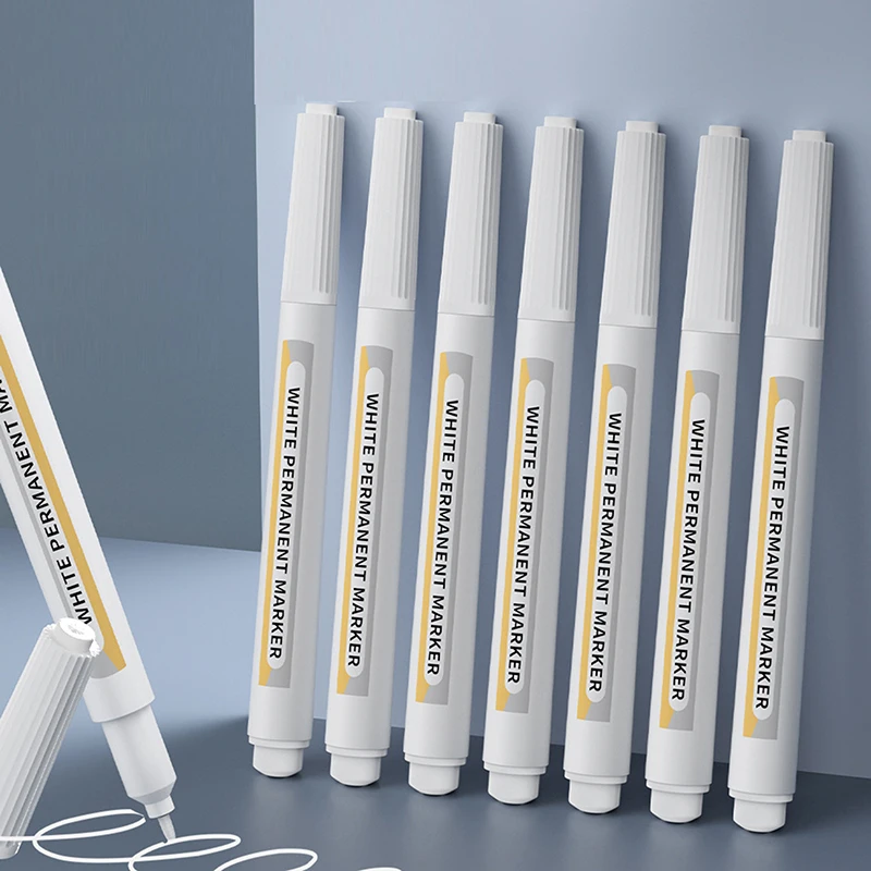 White Paint Marker 1.0mm Opaque Ink Waterproof Pen for DIY Crafts Glass Wood School Projects