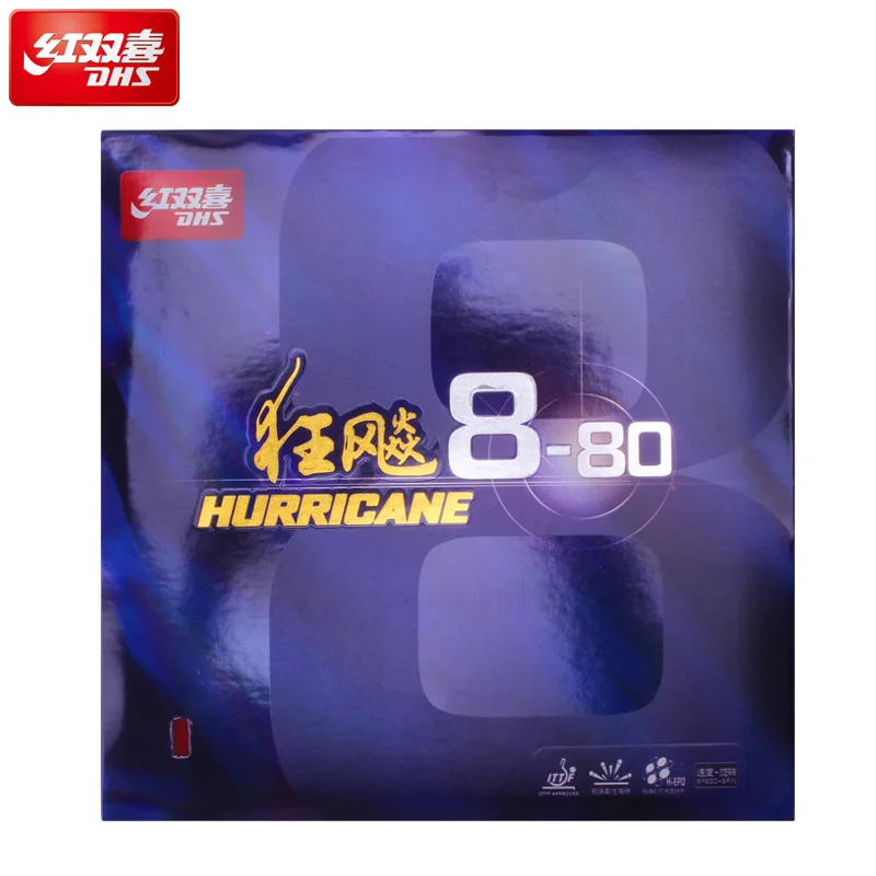 

DHS Hurricane 8-80 Ping Pong Rubber Sticky Pimples-in 2.1mm Sponge H8-80 Table Tennis Rubber Fast Speed