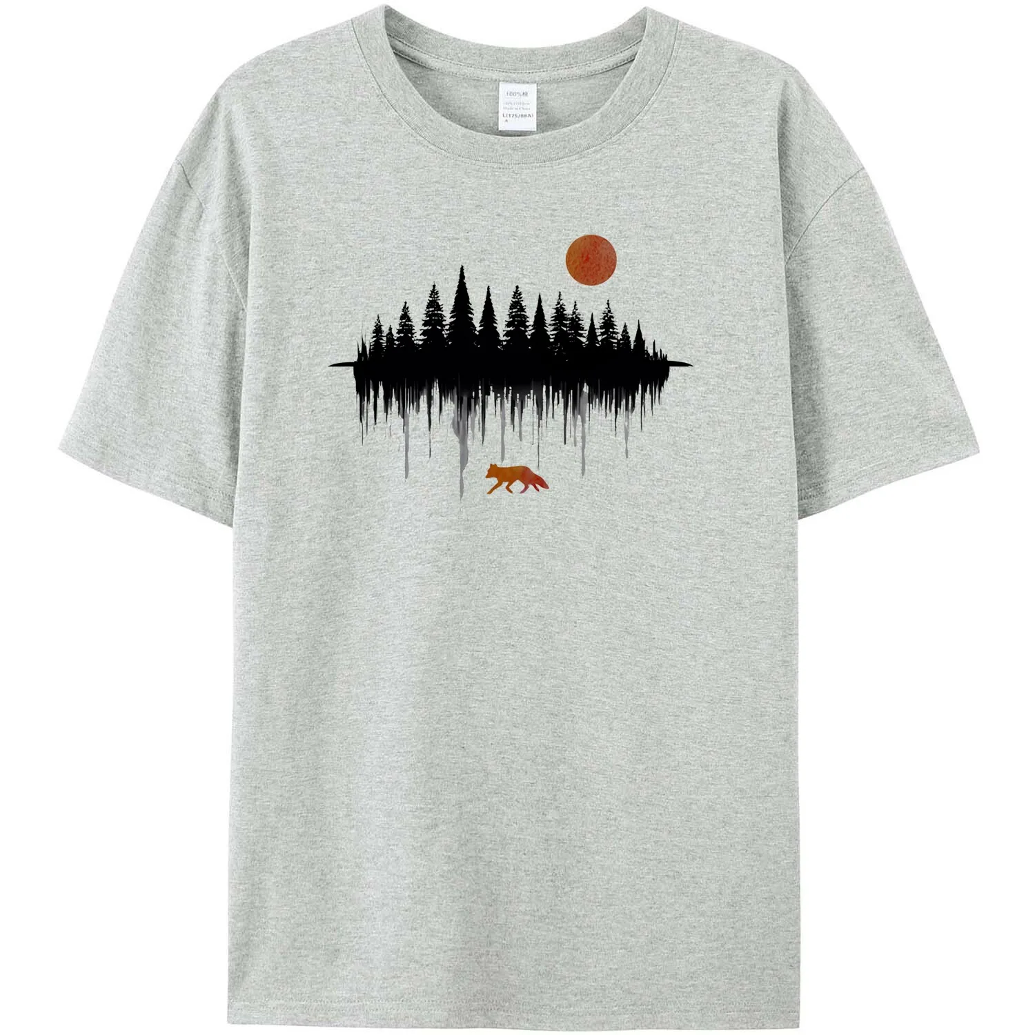 Men's Retro Forest Fox Short-Sleeved Tee Shirt 180GMS 100% Cotton Cool Graphic Outdoor Nature T Shirts For Summer