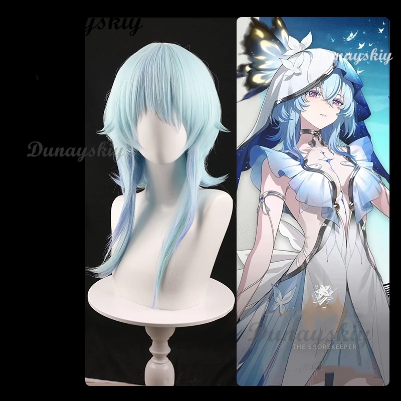 Juego Wuthering Waves Stephanie McKeon Cosplay peluca The Shorekeeper Cosplay azul púrpura mezcla pelucas resistentes al calor Halloween