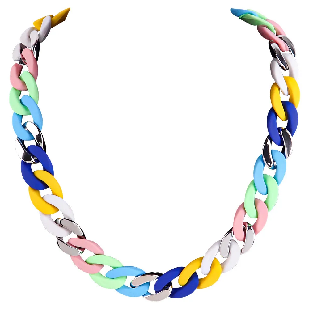 Neue Bunte Matte Acryl Breite Kette Choker Halsketten für Frauen Aussage Böhmischen Harz Chunky Kragen Halskette Mode Schmuck – Detail 23
