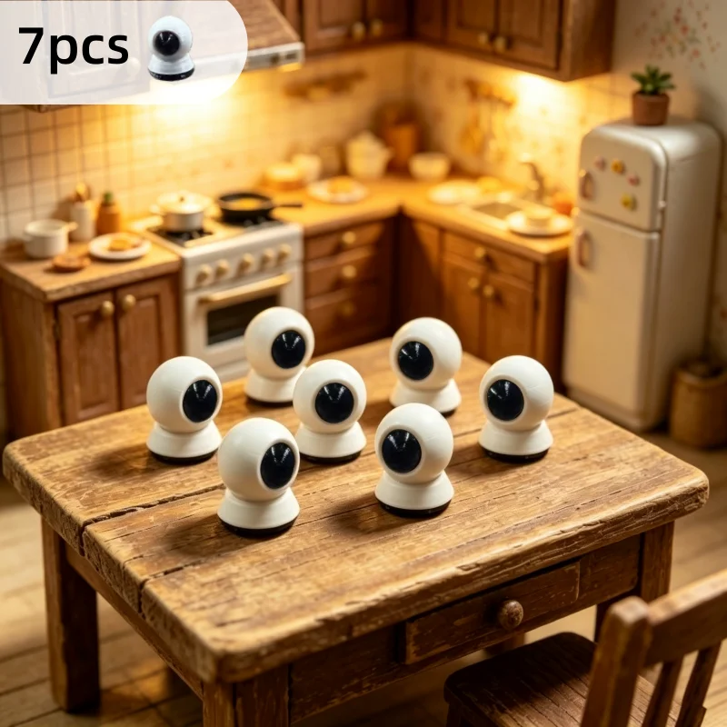 7pcs- miniature surveillance camera set (non-functional), model house, dollhouse decorations, and miniature photography props