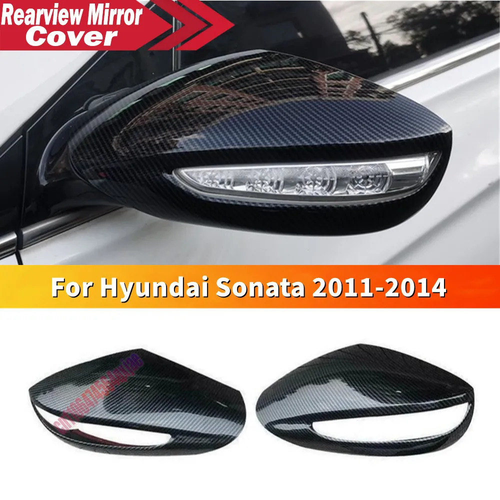 For Hyundai Sonata 2011-2014 ABS Car Rearview Side Mirror Cover Wing Cap Exterior Door Trim Adhesive Sticker Parts