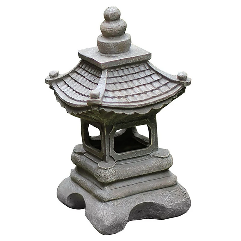 

2X Japanese Style Courtyard Decoration Resin Solar Lamp Palace Lanterns Zen Landscape Lights Home Gardening Decoration