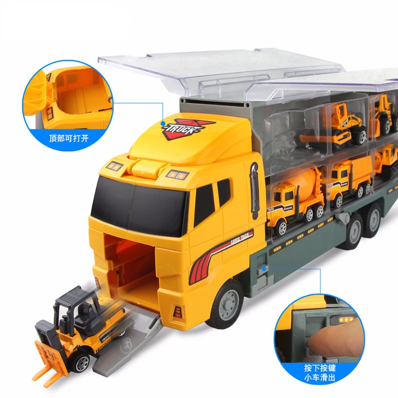 Big Trucks Set Mini Alloy Diecast Car Model Toys Vehicles Carrier Truck Helicopter Tank Fire Truck Engineering Car Toys For Kids