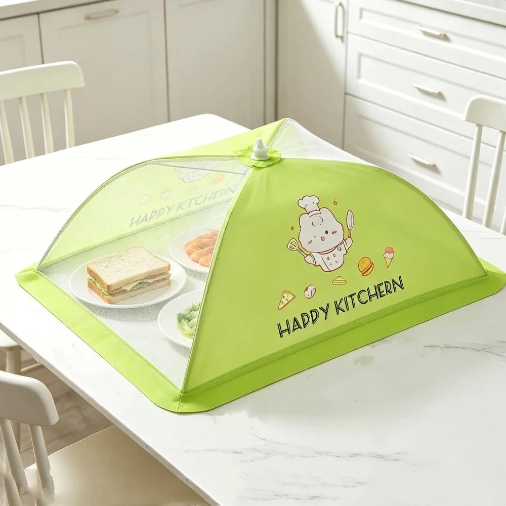 Cartoon Collapsible Food Cover Umbrella Style Breathable Mosquito Proof Cover Mesh Dust-proof Insect Prevention Cover Summer