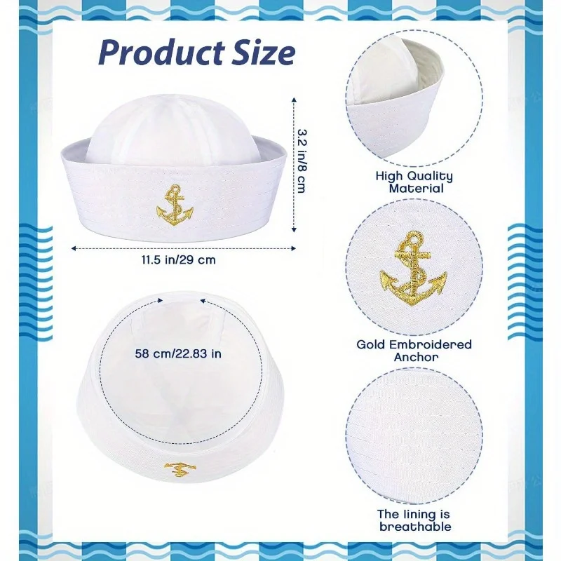 セーラーハット スカーフ付き ボートキャプテンハット 女性用 ハロウィン仮装パーティー コスチュームアクセサリー 男性用 大人用 コスプレ