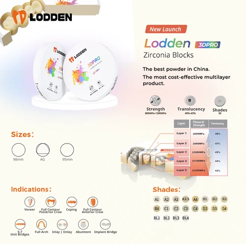 Imagen 2 del producto Bloque de circonio Dental 3D PRO disco de circonio multicapa 98mm sistema CAD/CAM abierto de laboratorio Material de dentista Vita 16 colores CAD/CAM