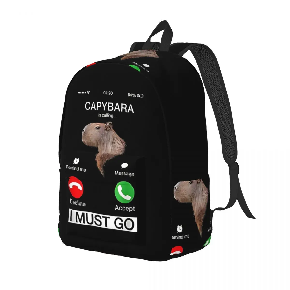 Capybara Is Calling Backpack for Boy Girl Kids Student School Bookbag Daypack Kindergarten Primary Bag Lightweight