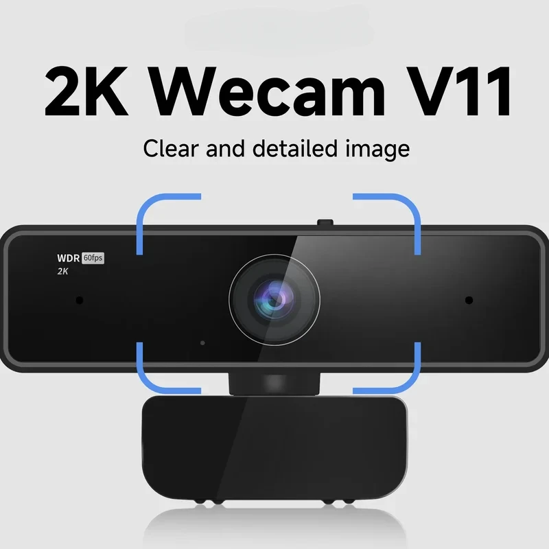 For NUROUM V11 2K Webcam With Dual Microphone 1080P 60fps 1440P 30fps FHD Computer Mini Web Camera USB for PC Laptop