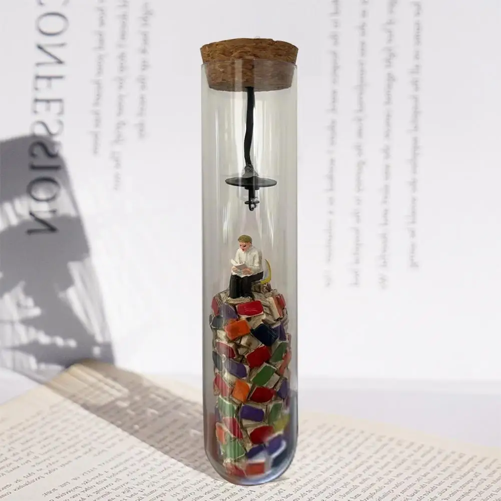 

Book Lover Gift Unique Night Light Figurines for Book Lovers Test Tube Ornaments Glass Sculptures for Home Office Decor