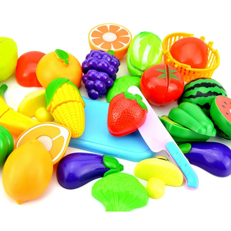 Ensemble de fruits coupés de cuisine de Simulation de BEDW-23 pièces, ensemble de maison de jeu avec panier de rangement pour jeux de rôle pour enfants