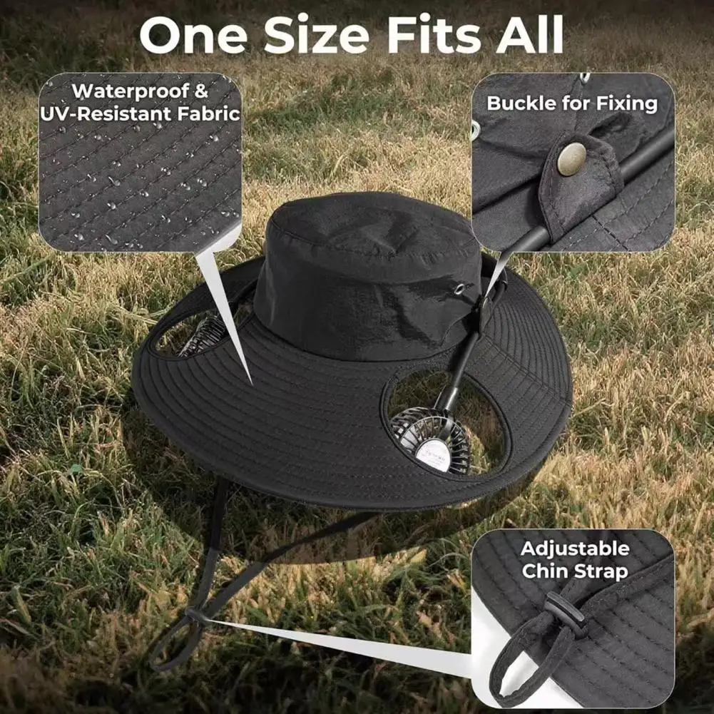Waterproof Gardening Sports Hat Solar Hat for Men Solar Fan Hat with Dual Solar-powered Fans Upf 50 Wide Brim Sun for Outdoor