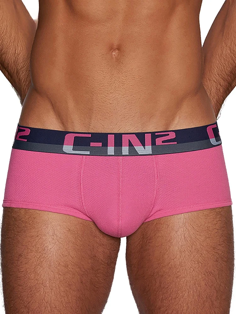 CIN2 Novas Cuecas Esportivas Masculinas de Algodão com Cintura Baixa, Sexy, Modelo Boxer Curto, Design com Bolsa em U, Confortáveis e Respiráveis