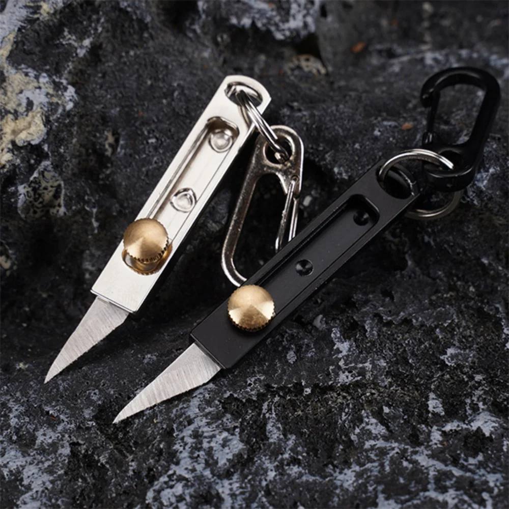 Mini Retractable Folding Pocket Utility Knife With Keychain Buckle Camping Backpacking Portable Paper Box Cutter Envelope Opener