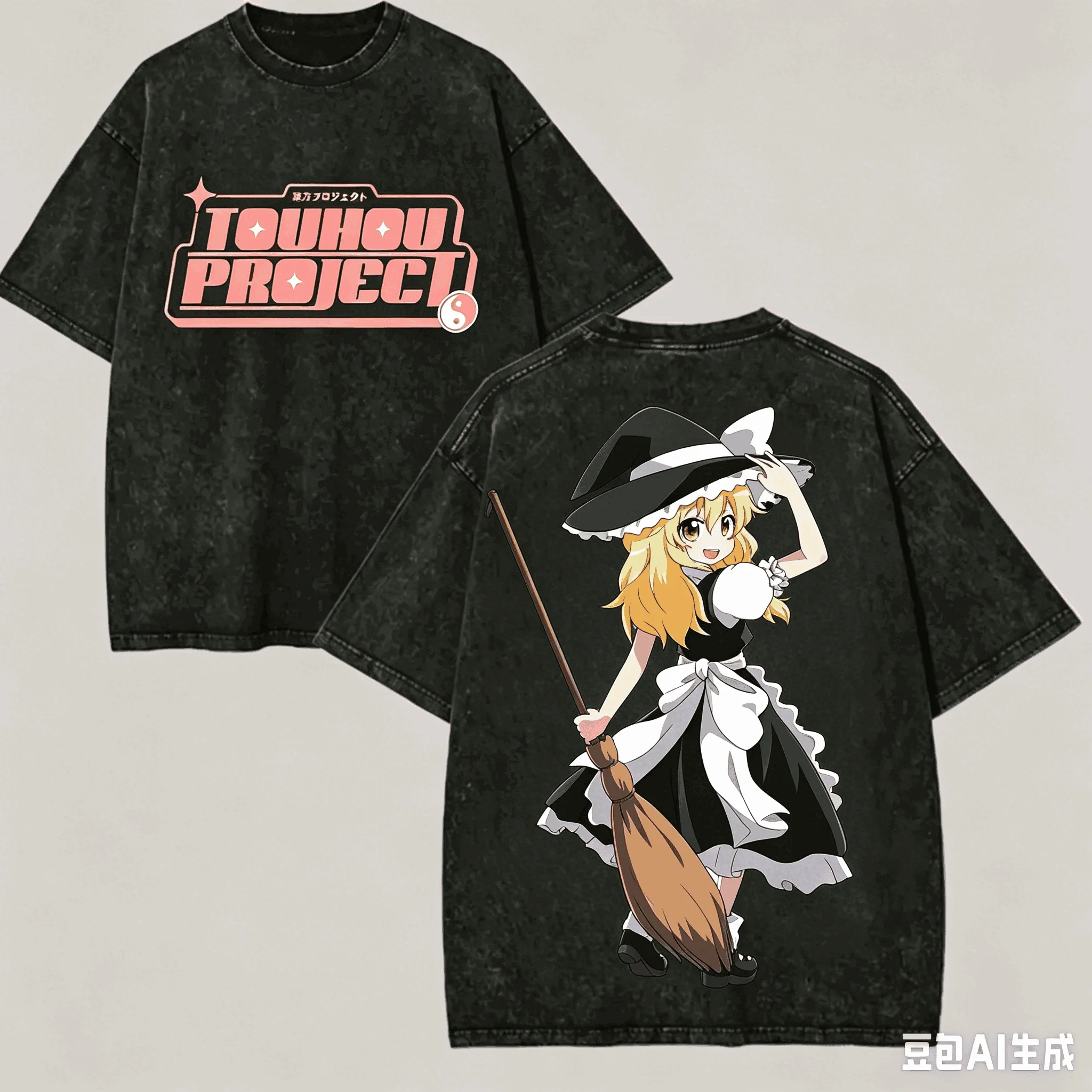 Touhou Project Washed T-shirt Anime Lover Harajuku New Model Oversized Vintage Loose Streetwear Classic Unisex Breathable soft