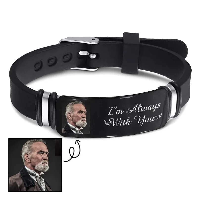 Logo inciso personalizzato bracciale con nome personalizzato braccialetti in acciaio inossidabile in Silicone regali per amanti e famiglie