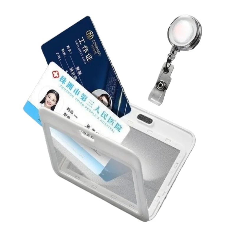 

1Set Working Permit Case ID Tag Doctor Nurse Pass Work Card Cover Sleeve Badge Holder Exhibition ID Name Card Clip Badge Reel