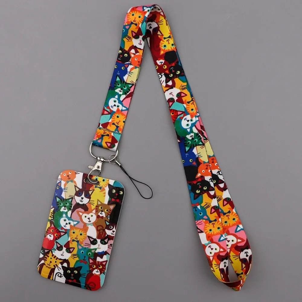 

Black Cat Credential Holder Lanyards Adjustable Length DIY Hang Rope Keys Neck Strap Lightweight Multi-Purpose Gym Phone Straps
