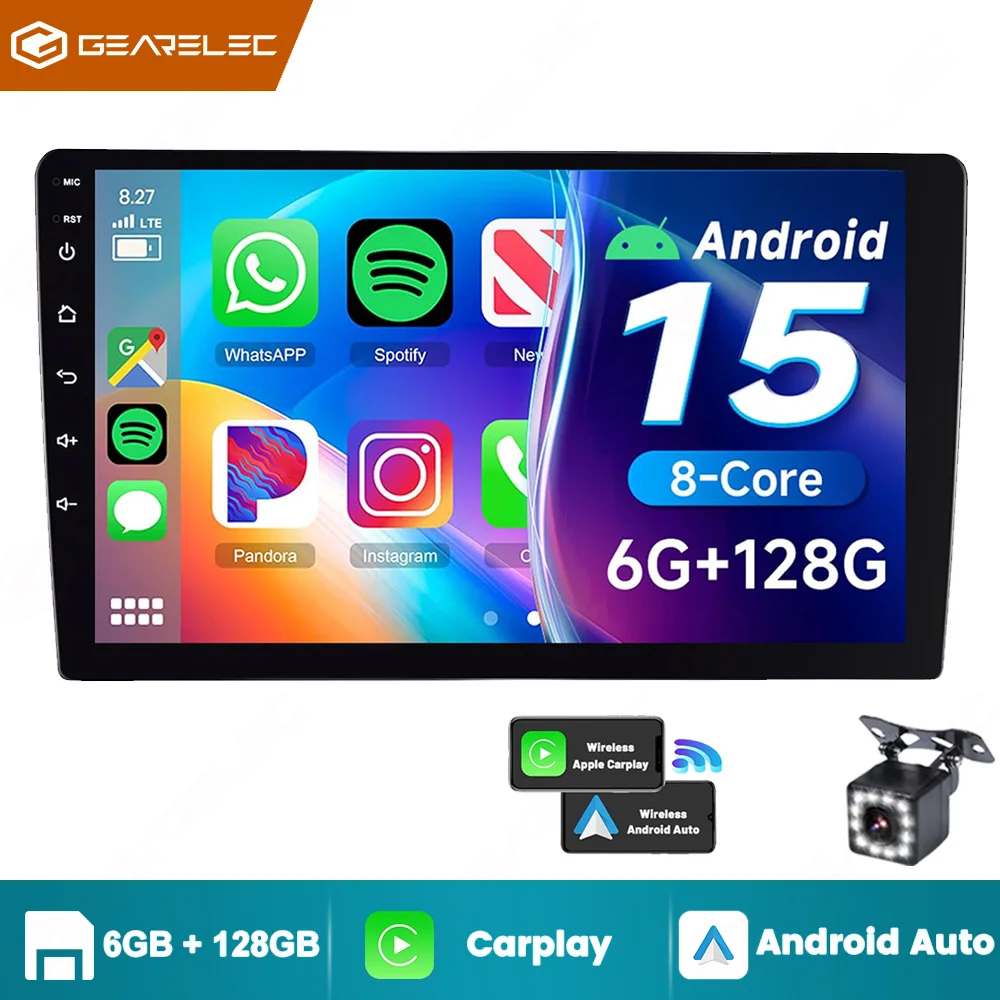 GEARELEC 9 Zoll Autoradio Carplay Multimedia Player Navigation Android Auto GPS WIFI 8 + 128G Universal 2 Din Auto Stereo für Nissan Hyundai Toyota Honda Ford