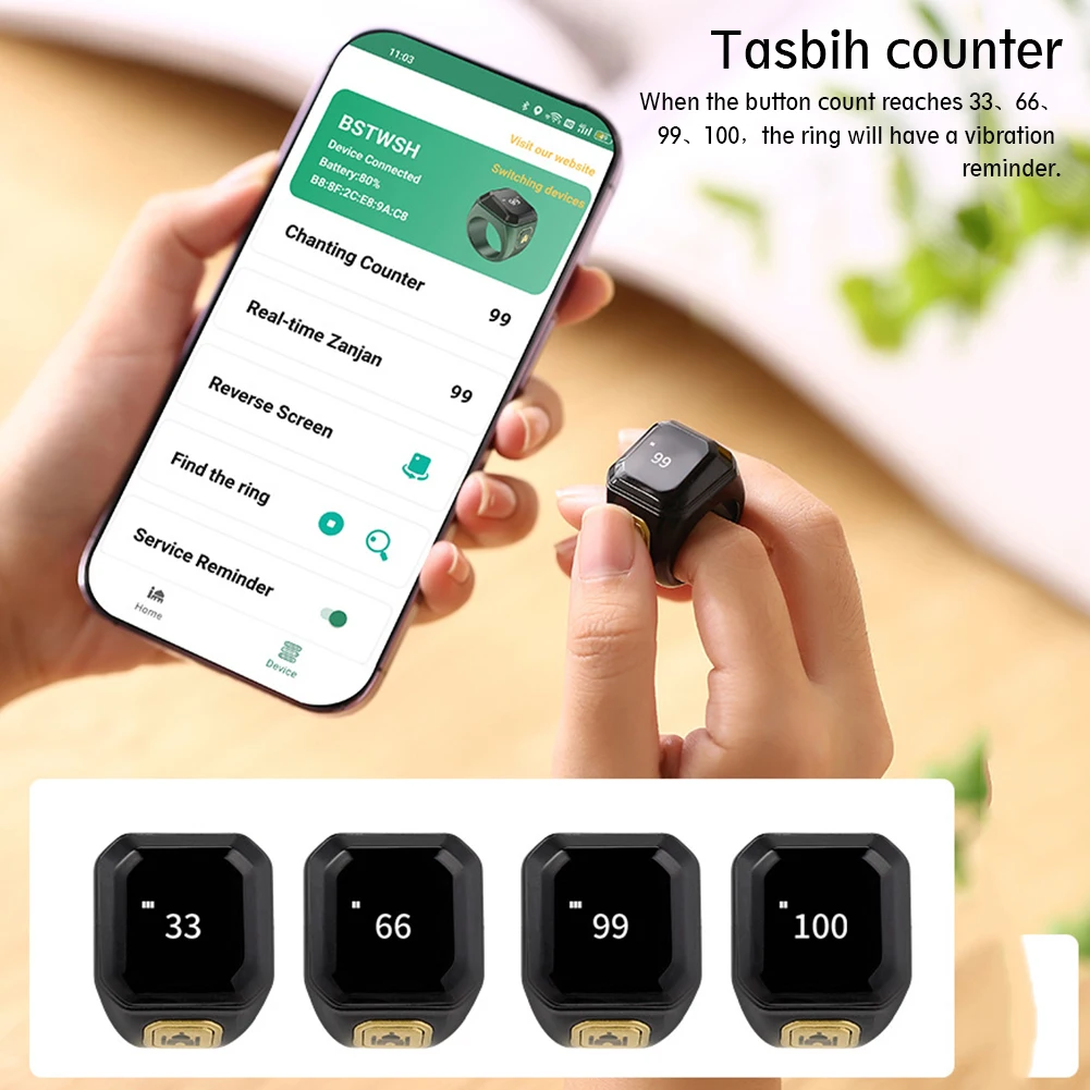 18mm/20mm/22mm Tasbih Counter Smart Rings Multi-Purpose Lightweight Zikir Counter Gift For Birthday