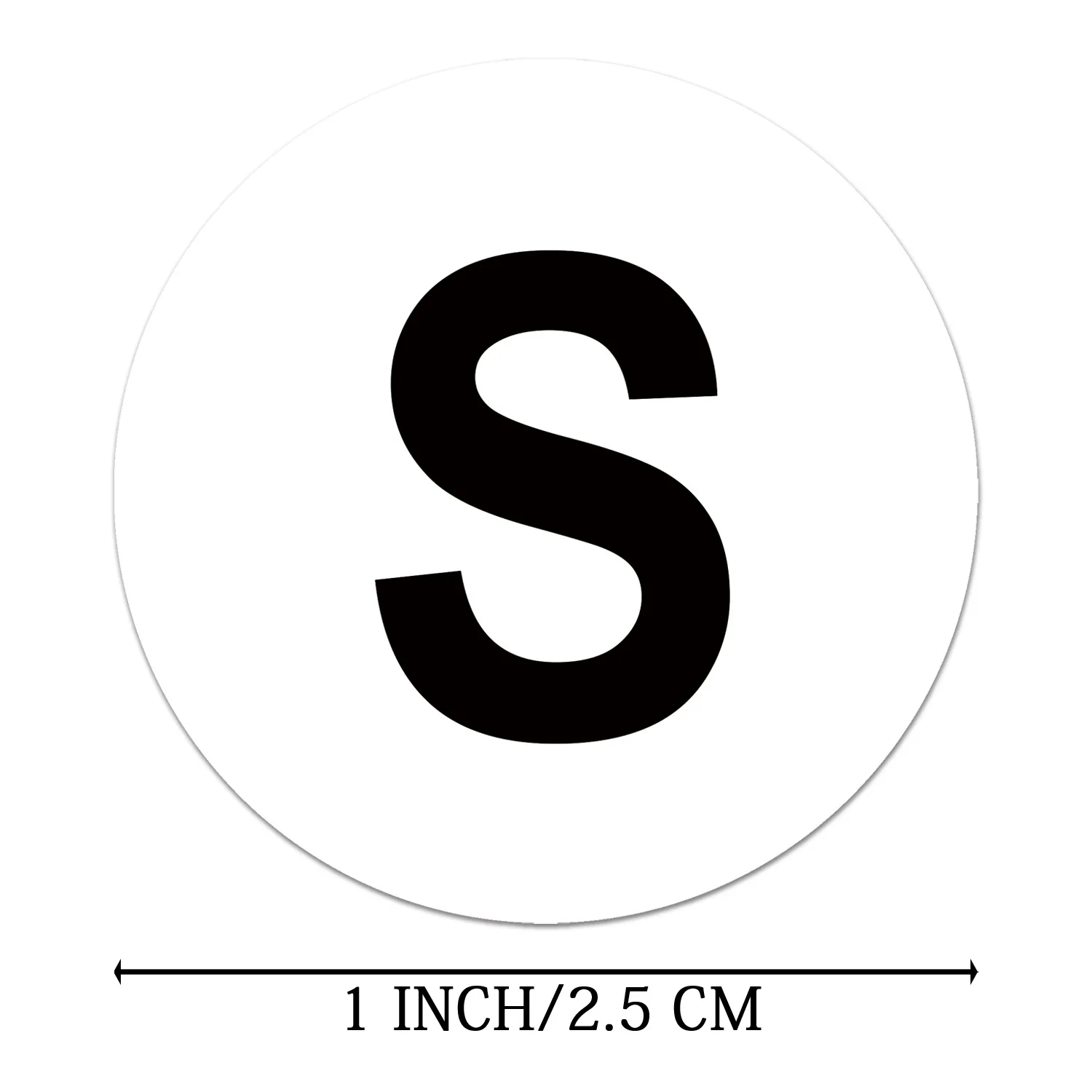500 PCS Clothing Size Stickers - Round Self Adhesive Labels, White with Black Text, 7 Sizes XS-XL, XXL, XXXL for T Shirts
