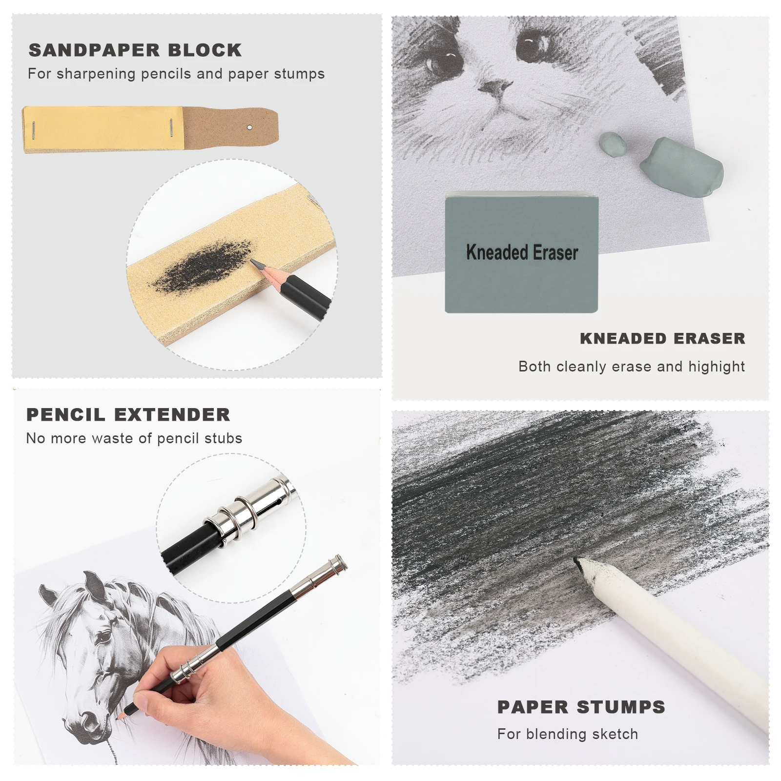 مجموعة رسم مكونة من 1460 قطعة - لوازم فنية، للفنانين البالغين مع كراسة رسم ثلاثية الألوان، جرافيت، باستيل، أقلام فحمية #4