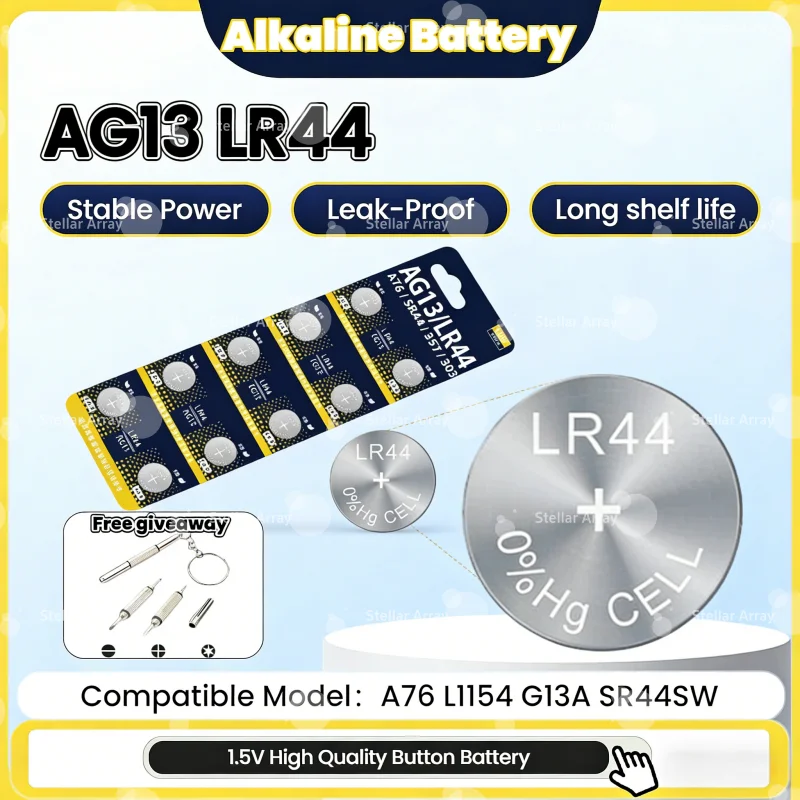 

Original LR44 AG13 SR44 1.5V Button Cell Battery, SR1154 357 for Watch, Calculator, Toys, Remote Control & More