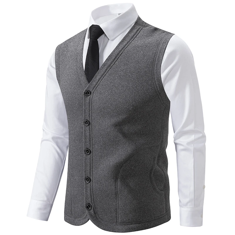Men's Fleece Vest Lightweight Sleeveless Jacket Button Cardigan V Neck Casual Waistcoat with Pockets