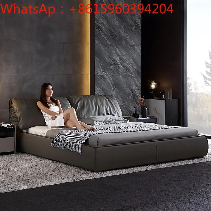 Post-Modern Leather Bed Modern Minimalist Master Bedroom Nordic Italian Minimalist Wedding