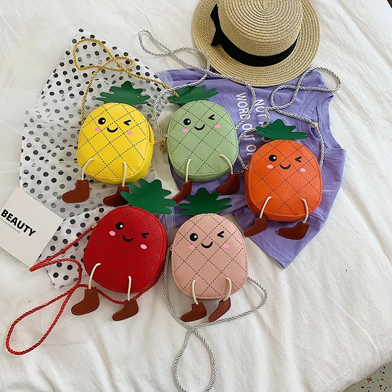 New Cute Pineapple Children's Bag, Little Girl Crossbody Bag, Fashion Cartoon Shoulder Bag, Baby Accessories Wallet