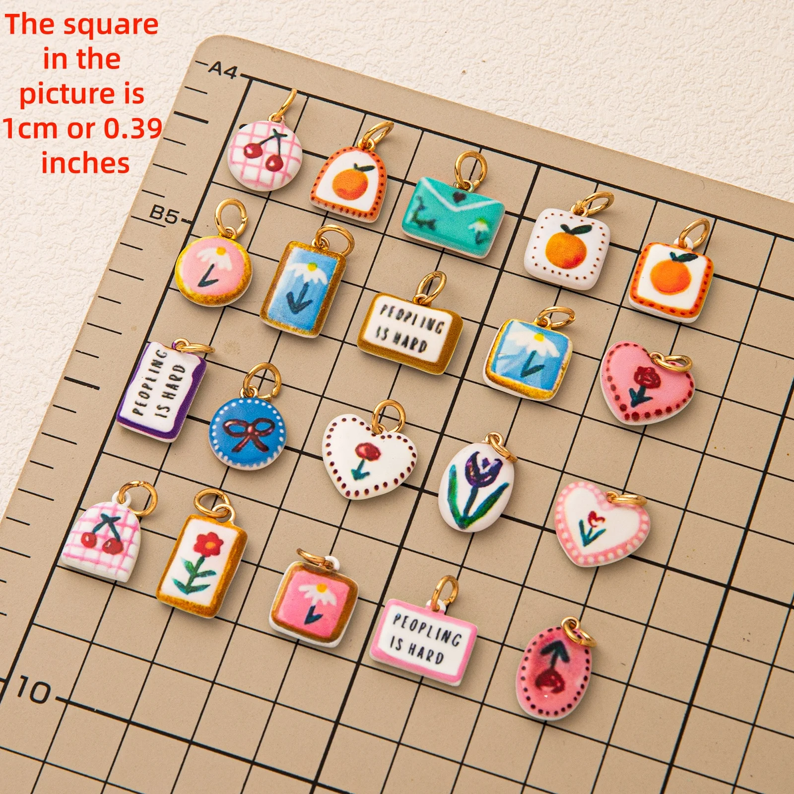 

Unique fresh cute flower cherry envelope bow heart shaped orange DIY pendant charms for jewelry