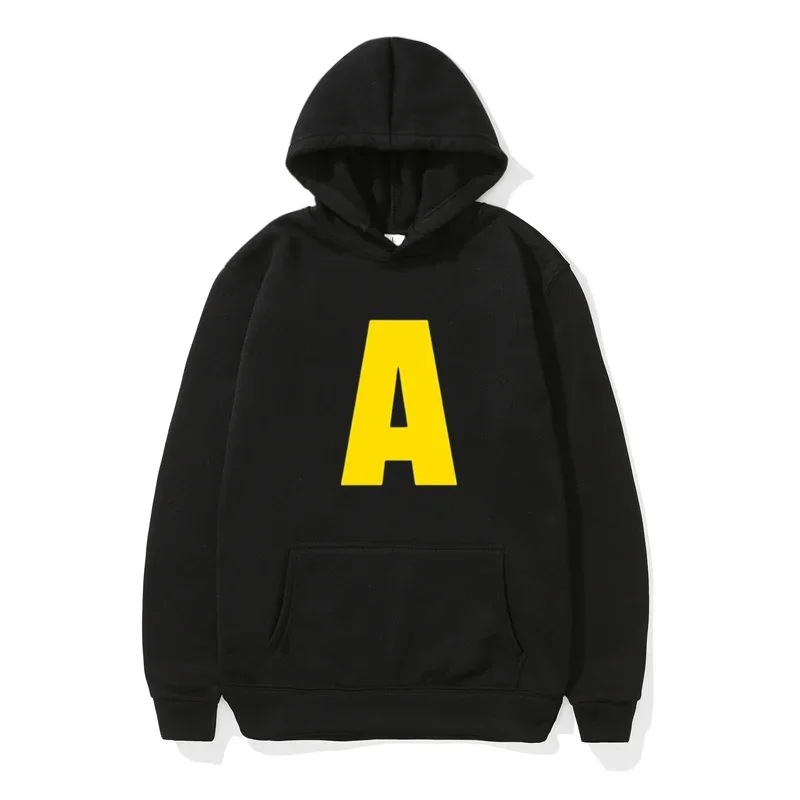 

Men's autumn and winter Halloween hooded sweatshirt with letter A printed long-sleeved casual and fashionable clothing