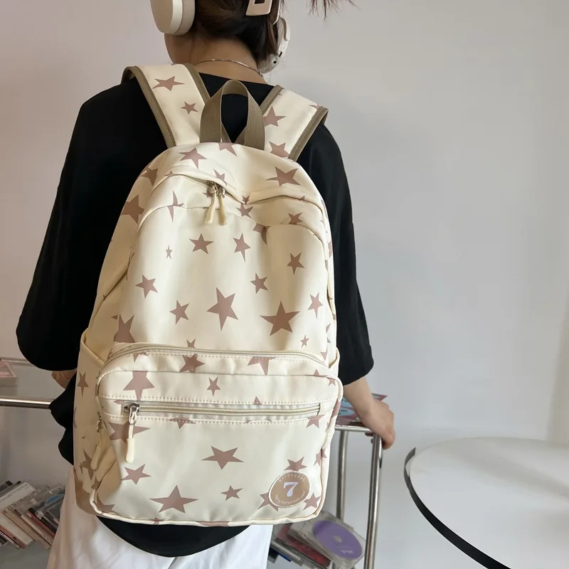 女性用男性用バックパック-17-インチ-スター-ラップトップ-バックパック-カレッジバッグ-かわいい旅行バックパック-学生新学期-カジュアル-ブックバッグ