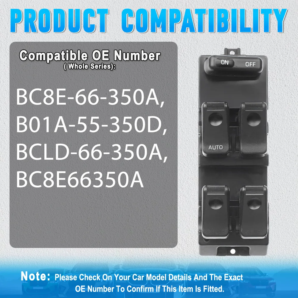 الجانب الأيسر سائق ماستر الطاقة الكهربائية نافذة التحكم التبديل BC8E-66-350A لمازدا MPV ، بروتج 1996 1997 1998