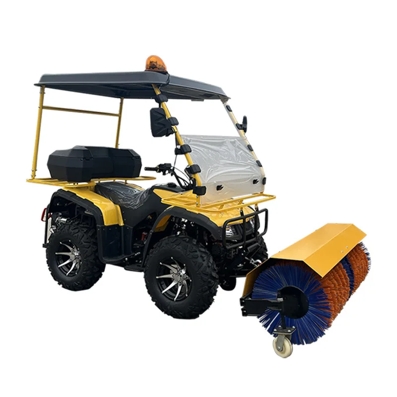 

Driving snow plow, municipal street, expressway square, snow removal machine, four-wheel snow throwing and shoveling, road