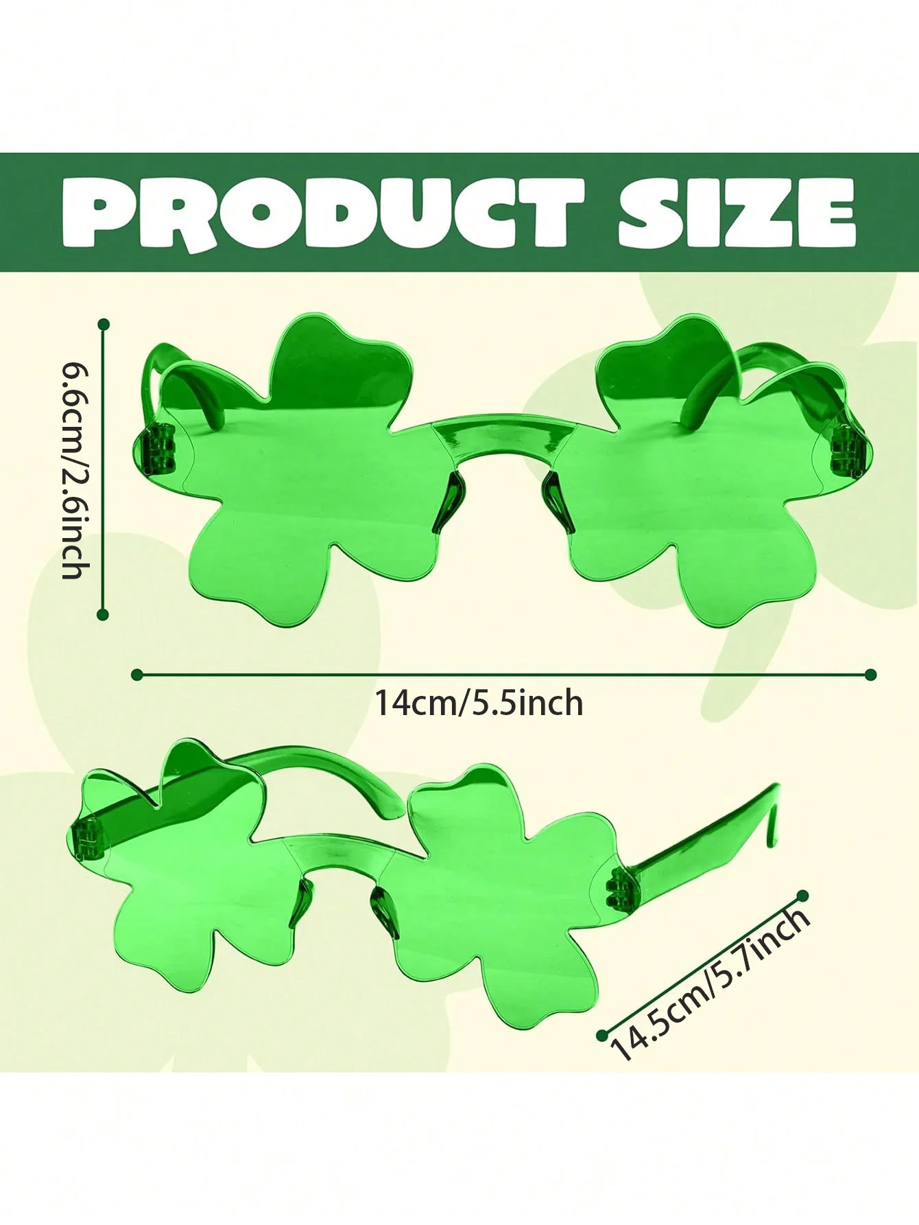 12/6/1 Pair St. Patrick's Day Four-leaf Clover Glasses Party Supplies Baby Shower Event Accessories Four-leaf Clover Eyewear view 2