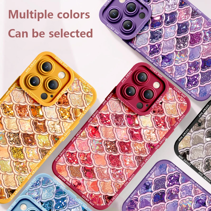 Deluxe Case For iphone 15 14 13 12 11 Pro Max X XR Xs Silicone Advanced Cell Phone Protective Cover Anti-fall Shiny Shells
