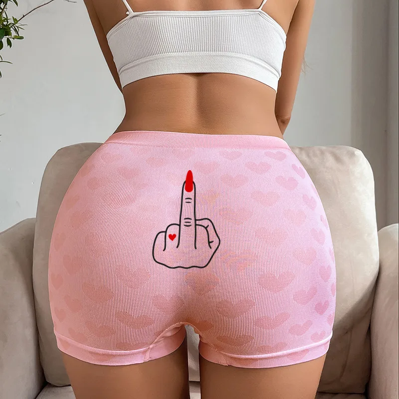 Rude Finger Middle Finger Girl Power Girl Finger Knitting Underwear Sexy Woman Underwear Female High-waisted Short Girls Panties