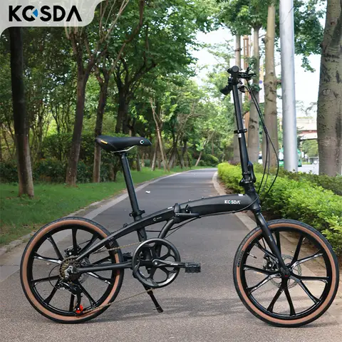 KOSDA 20 인치 알루미늄 합금 초경량 및 휴대용 자전거 통합 휠 가변 속도 성인 통근 접이식 자전거