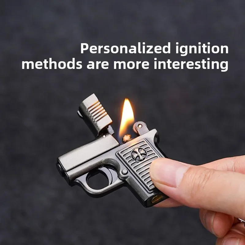 New Mini Metal Keychain Fuel Lighter, Portable Pendant Lighter, Cigarette Accessories, Men's Gift