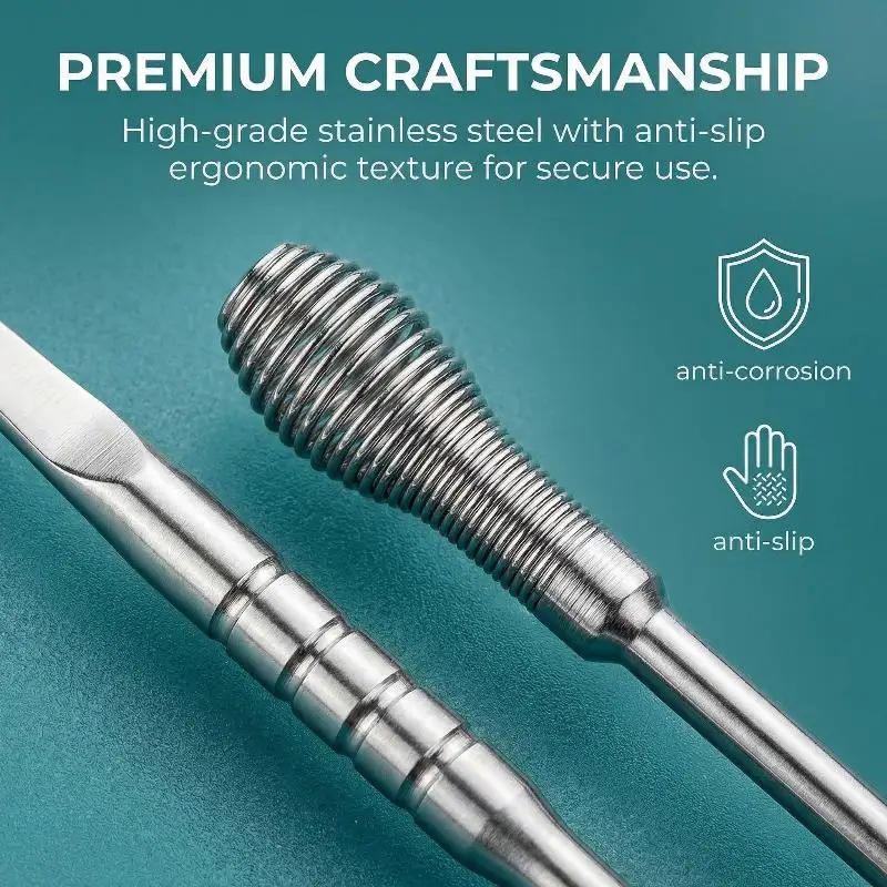 Ear Cleaner Tool 10Pcs Stainless Steel Earwax Remover Pick Set Portable Keychain Case Spiral Spoon Safe Ear Cleaning For Adult